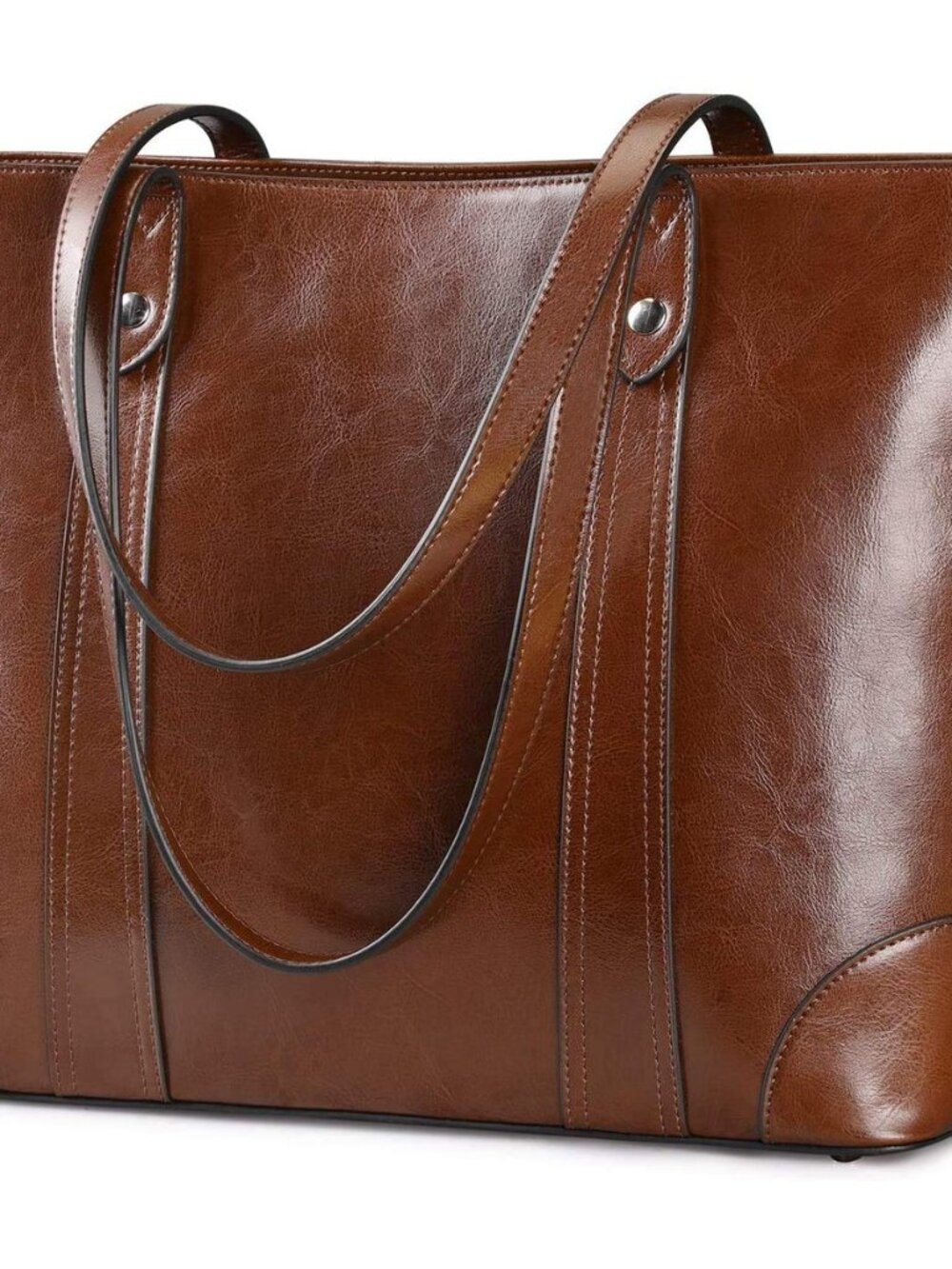 Leather Tote Bag for Women Large Work Shoulder Handbag with Zipper